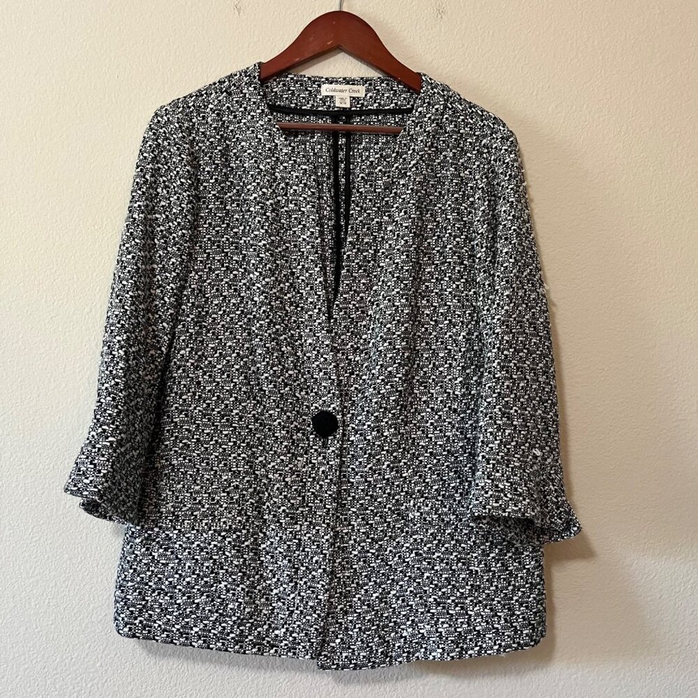 Coldwater Creek Long Sleeve Tweed One Button Unlined Blazer Jacket SZ W 18